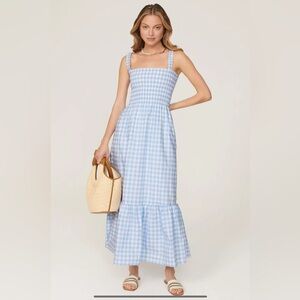 XS Hill House Home Anjuli Nap Maxi Dress, Blue and White Gingham, RARE
